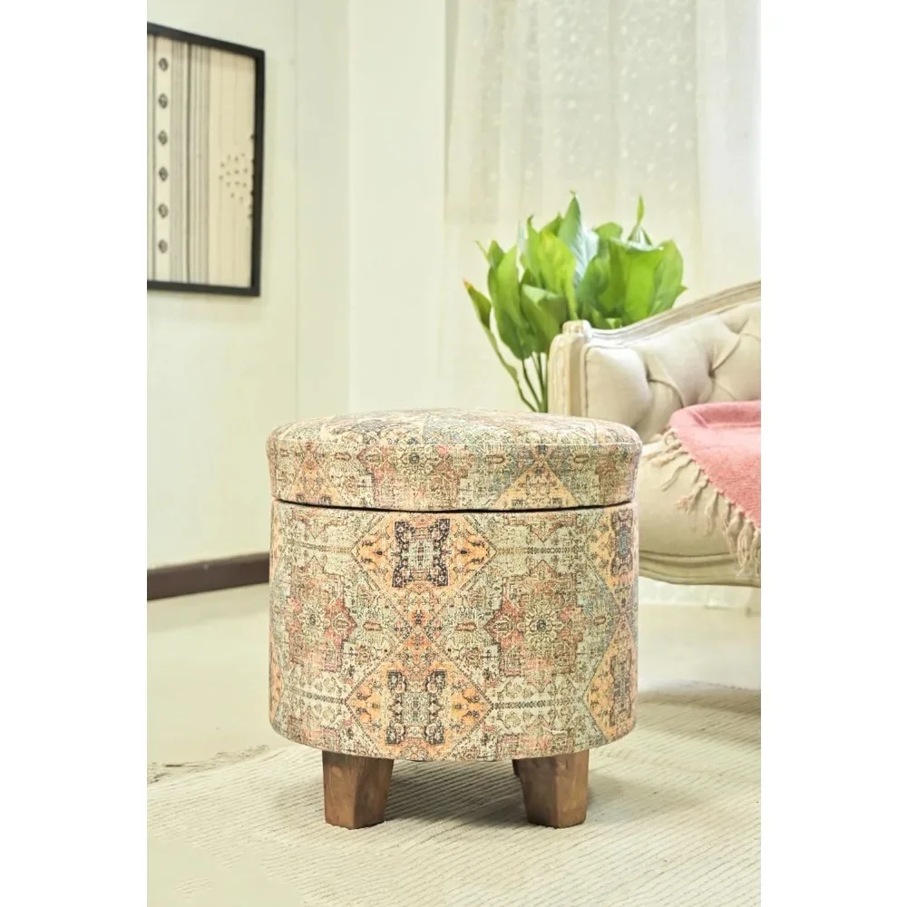 

Footstool Ethnic printing style Durable and elastic Sponge,soft and comfortable Circular Suitable for living room dormitory