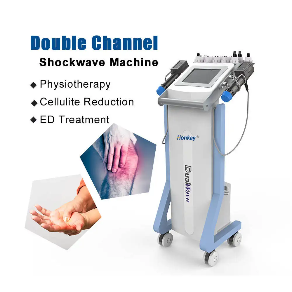 Double Channel ESWT Physical Therapy Shock Wave Equipment Pain Relief ED Treatment Body Massage Shockwave Device