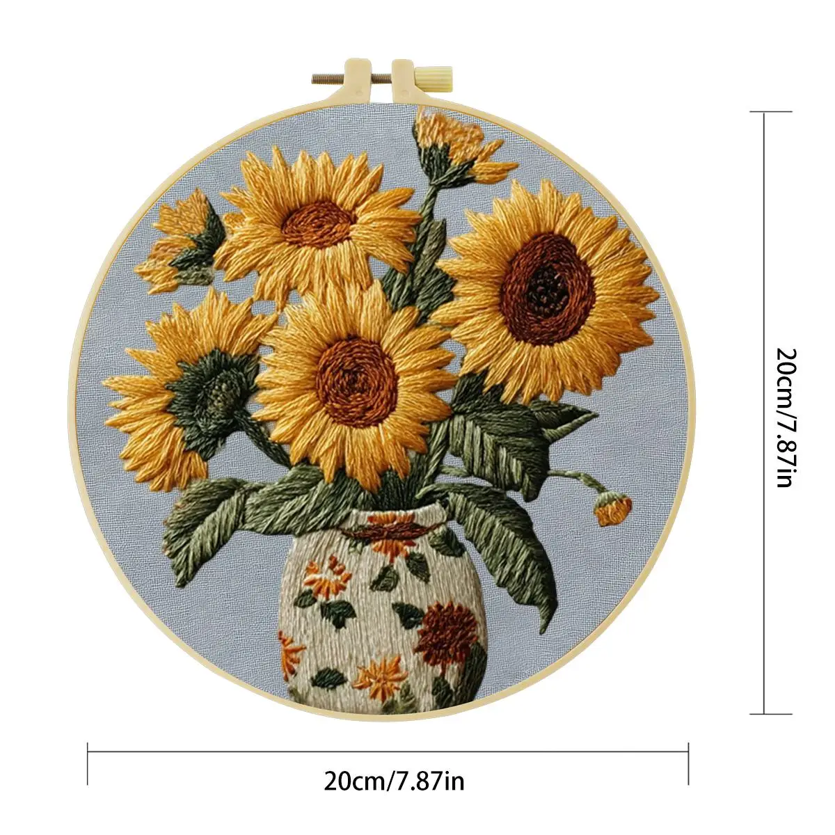 1 Stück 20X20CM/15X15CM 7,87/6,3 Zoll Sonnenblumen-Stickerei-Starter-Kit DIY-Kit DIY-Stickerei-Set Handarbeiten Malerei – Detail 4