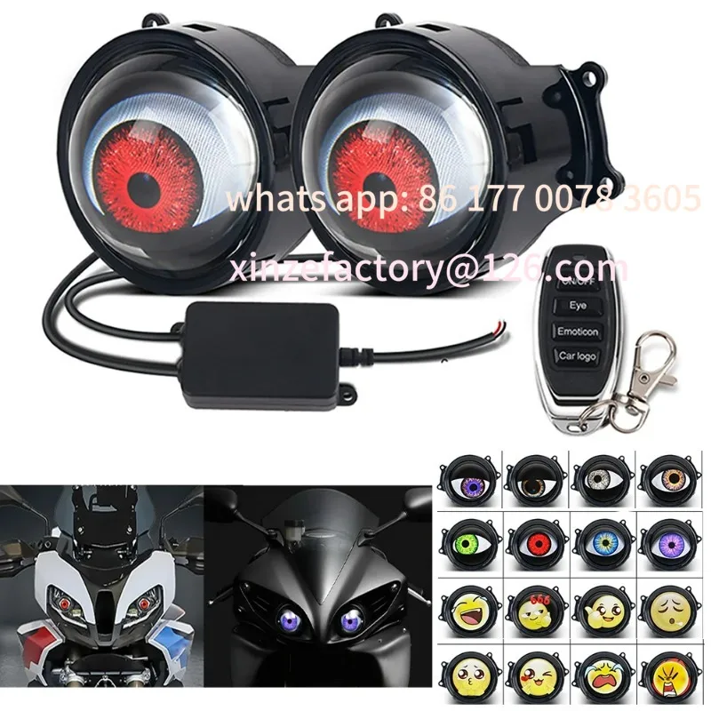 

Customizable 1 Pair Devil Eye Motorcycle Headlights Cool Decoration Dynamic LED Light Assembly Modified Eagle Eye Light Moto