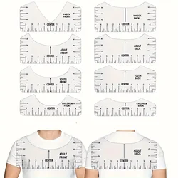 8Pcs T-Shirt Ruler Guide Clothing Measurement Tools Multiple Collar Shapes Meet Usage Needs T-Shirt Alignment Ruler Set