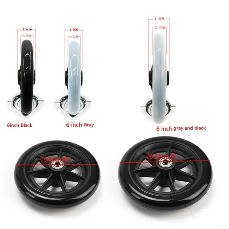 A6HD 6/8 inci Roda Kursi Roda Anti-Skid Roda Kursi Roda Penggantian Ban Solid Untuk Kursi Roda Listrik & Manual