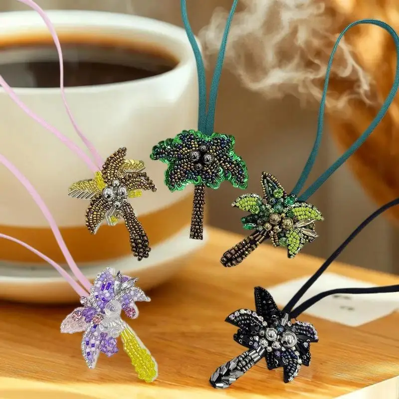 ثلاثية الأبعاد اليدوية الترتر حجر الراين الديكور شجرة جوز الهند حبل معلق كريستال التصحيح حقيبة يد الملابس DIY بها بنفسك الديكور الحبل زين