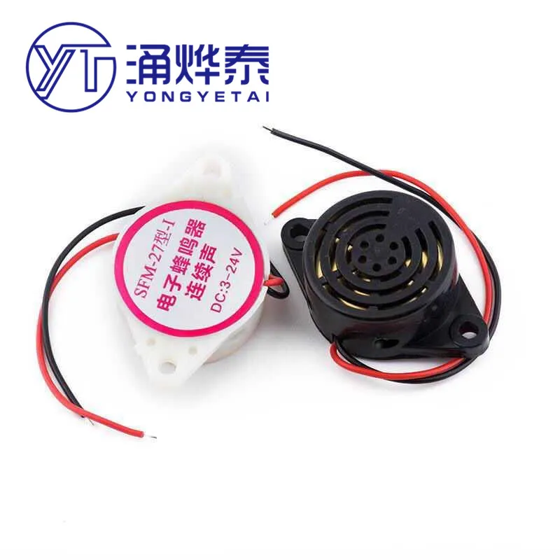 

YYT 2PCS SFM-27 Type Electronic Horn HYT-3015B Beeping Sound Continous Discontinous DC3-24V/DC6 for Alarm And Signal Application