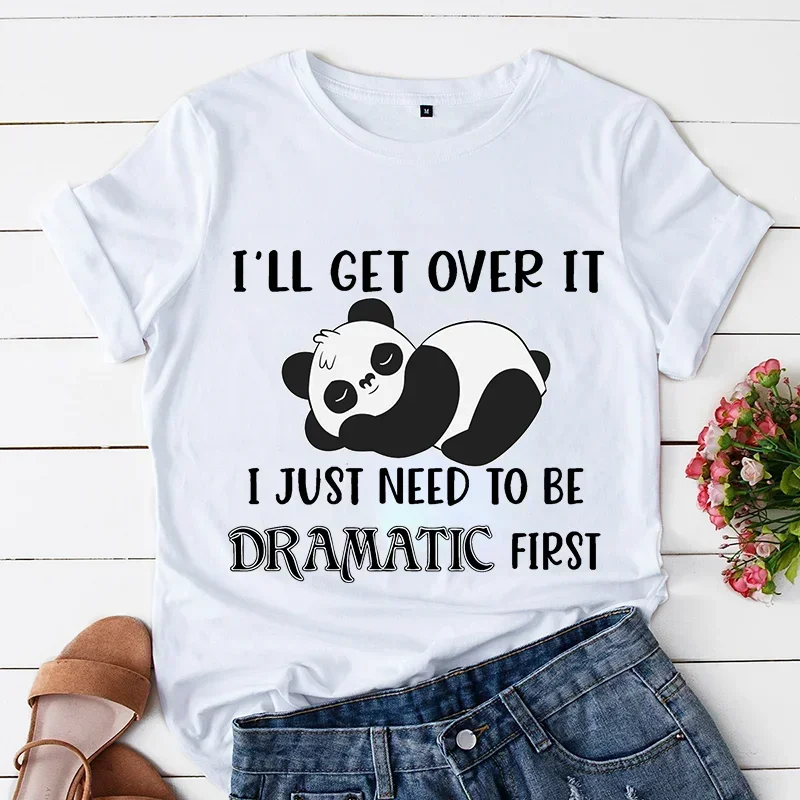 Sleepy Lazy Panda T-Shirts Women Dramatic Animal Tops Casual Fashion TShirts cotton Vintage Women's Clothing Female T-Shirts