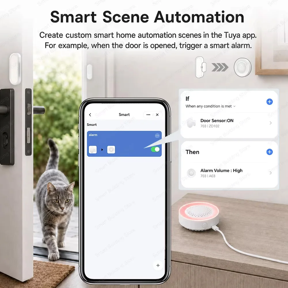 WiFi Zigbee3.0 2MQTT 스마트 도어 윈도우 센서, Tuya 보안 경보 감지기, 열림/닫힘 모니터는 Alexa Smart Life와 호환됩니다. 상세 이미지