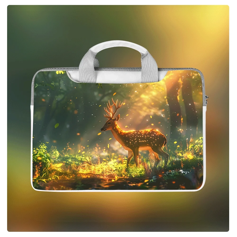 

Animal Deer Crossbody Laptop Bag 12 13.3 14 15 16 Inch Waterproof PU Shockproof Lightweight Shoulder Bag for Macbook Huawei Dell