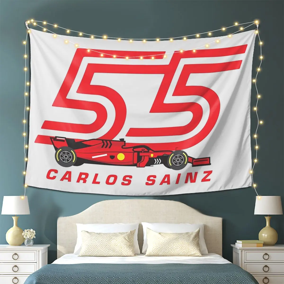 نسيج جرافيك مميز من كارلوس ساينز جونيور F1 للتعليق على الحائط، ديكور منزلي جمالي لغرفة المعيشة وغرفة النوم