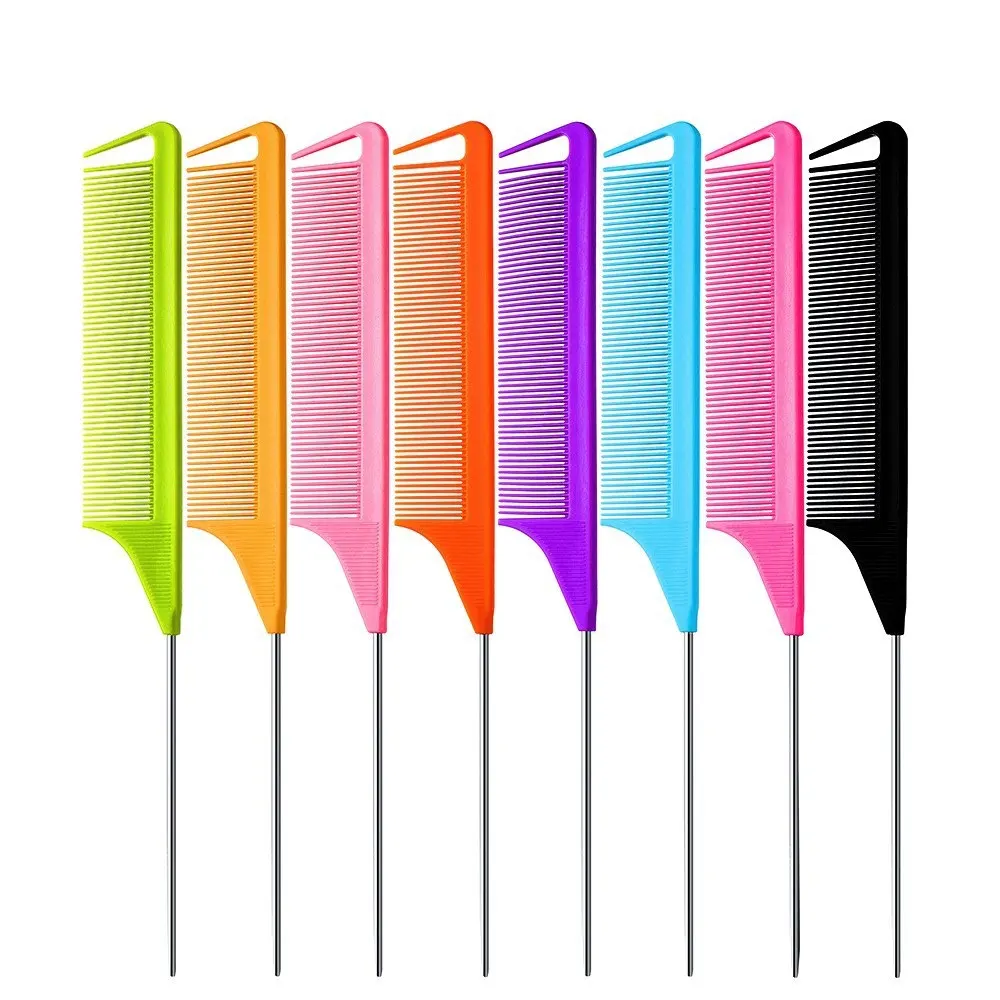 1pcs/3pcs/5pcs  4Colors Rat Tail Comb, Metal Pin Tail Comb for Hair Styling, Anti-Static Fine Tooth Comb