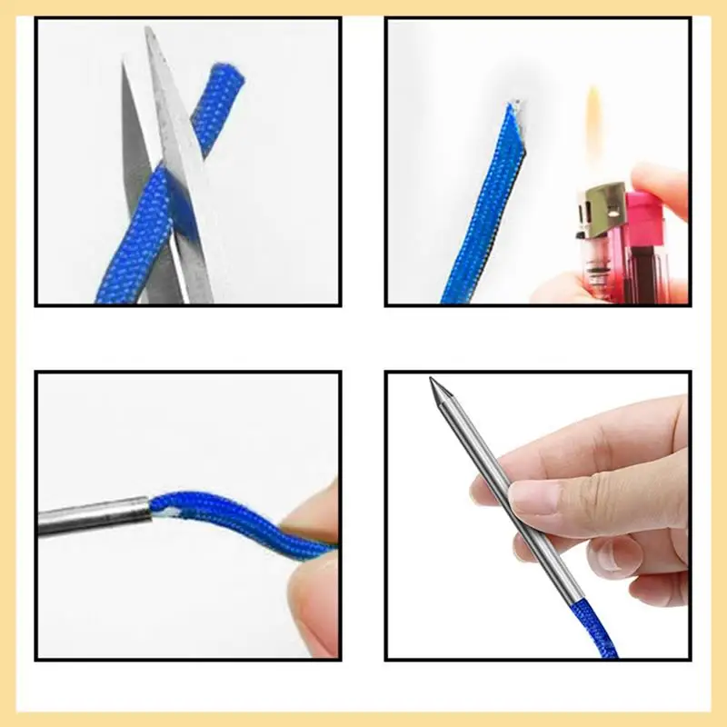 Juego de costura de Paracord plateado, aguja de cuerda de paraguas de acero inoxidable, accesorios de joyería DIY