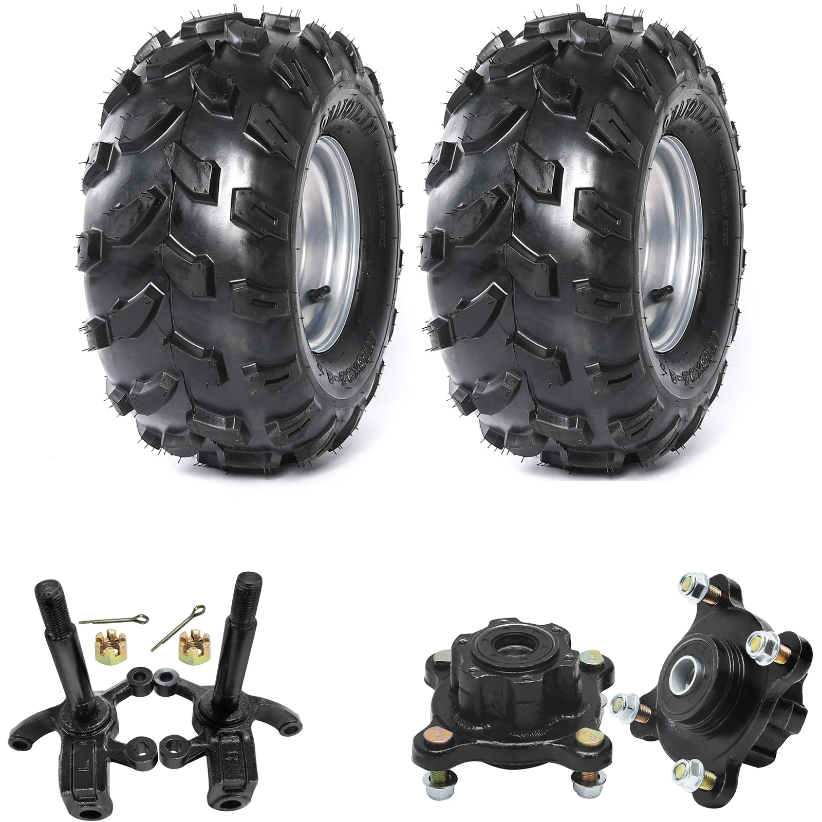 

8inch Wheels 18x9.50-8 Tire on Rim& Steering Spindle Hub DIY MiniBike/ Golf Kart