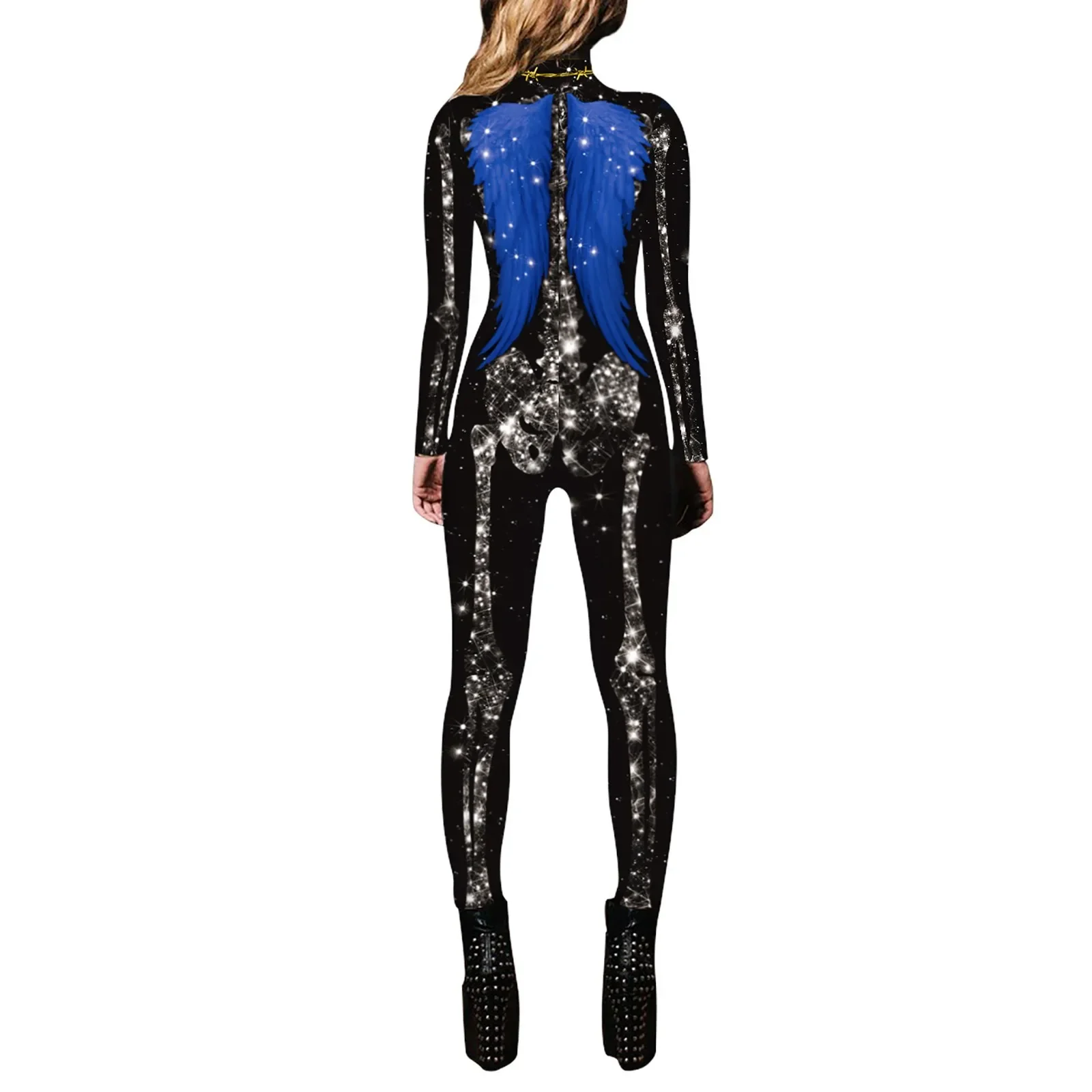 Cosplay mujer esqueleto Robot mono con estampado 3D cremallera trasera disfraz de Halloween mono de cuerpo completo monos para mujer 2024