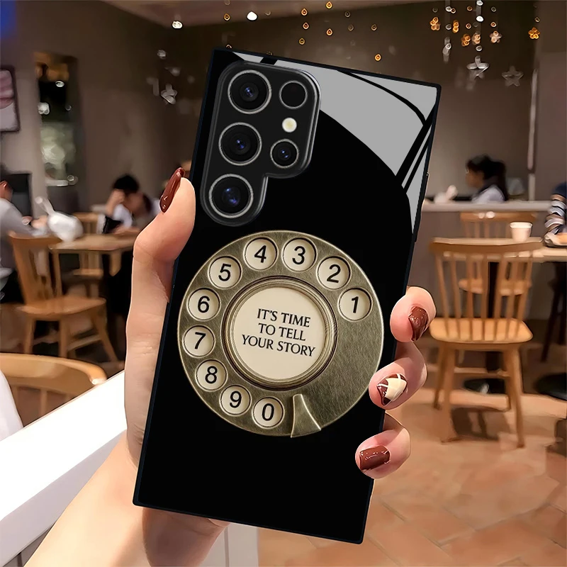 2D Dial Pad Pattern Vintage Phone Case for Samsung S26 S25 S24 S23 S22 S21 S20 A56 A36 A16 Tempered Glass Protective Cover view 2