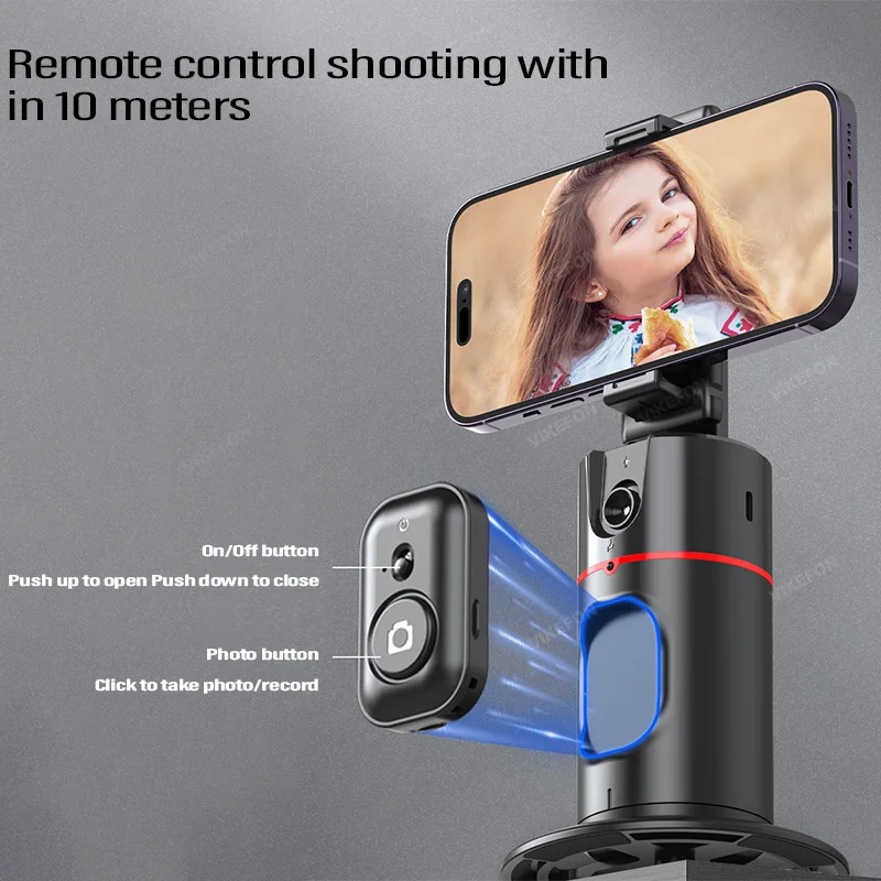 2024 New 360 Rotation Follow-up Gimbal Stabilizer Monopod Desktop Tracking Gimbal with Remote for Tiktok Live Photography