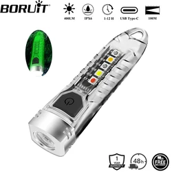 BORUiT – lampe de poche LED V1, Portable, Fluorescent, EDC, lampe de travail, Type C Rechargeable, Mini torche UV, lanterne de poche pour Camping