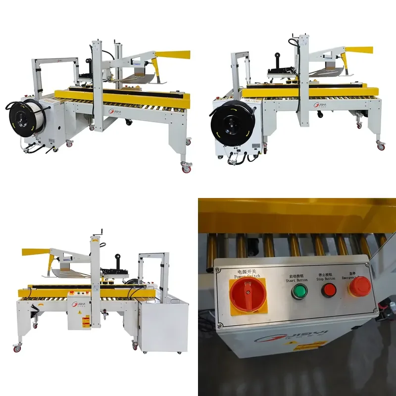 Pneumatic Automatic Strapping Machine for Cartons Packing Boxes Plastic Tape Food Textile Packaging