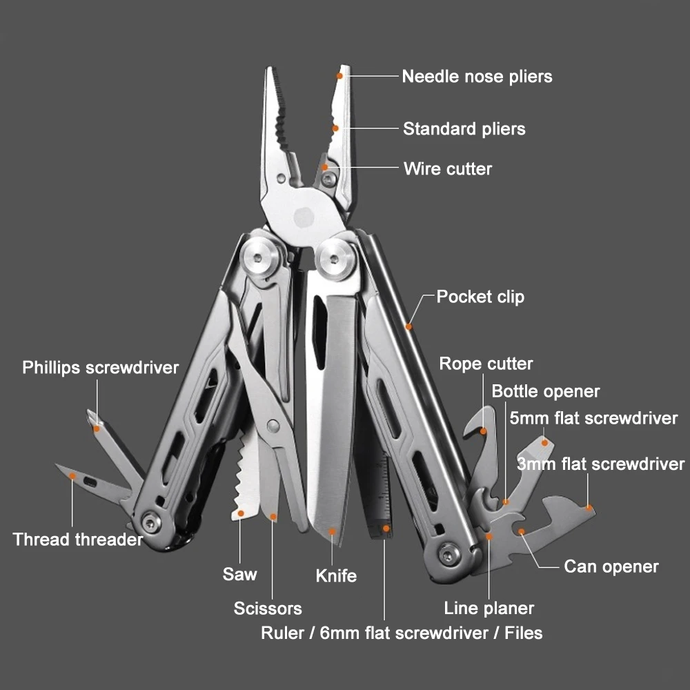 Multifunctional Camping Pliers Cutter Tool,Outdoor Military Tactical Survival Multitool,Pocket Knife, Multipurpose Folding Clamp