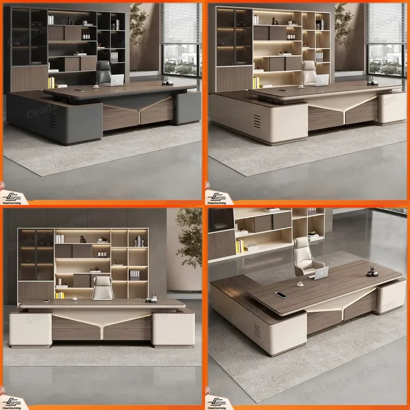 Light Luxury Boss Desk Simple Modern Chairperson Table Large Manager Office Desk and Chair Combination for Executive