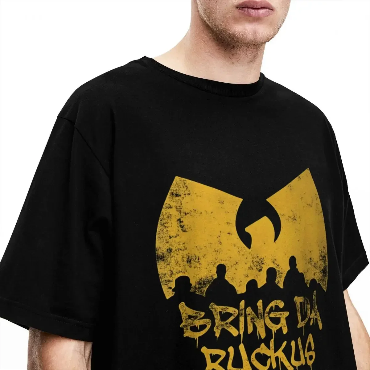 Old School Hip Hop Bring Da Ruckus Men\'s T Shirts Tangs Wu Vintage Tee Shirt Short Sleeve O Neck T-Shirt Cotton 6XL Clothes A1