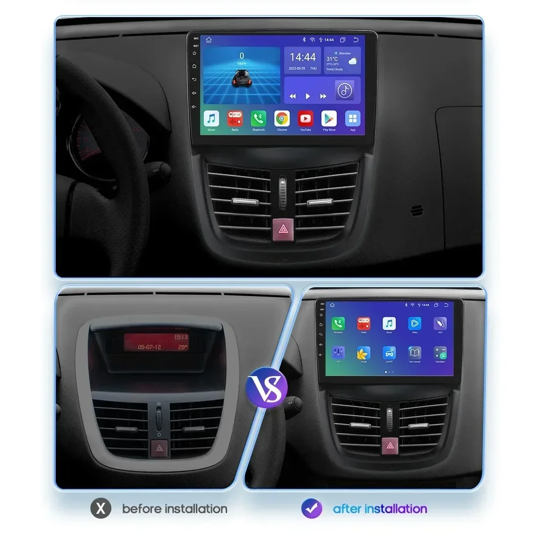 360Camera Carplay Android 13 Auto Radio Voor Peugeot 207 207cc 2006-2015 Auto Multimedia Speler Navi Gps 2din Autoradio Dsp Geen Dvd - afbeelding 2
