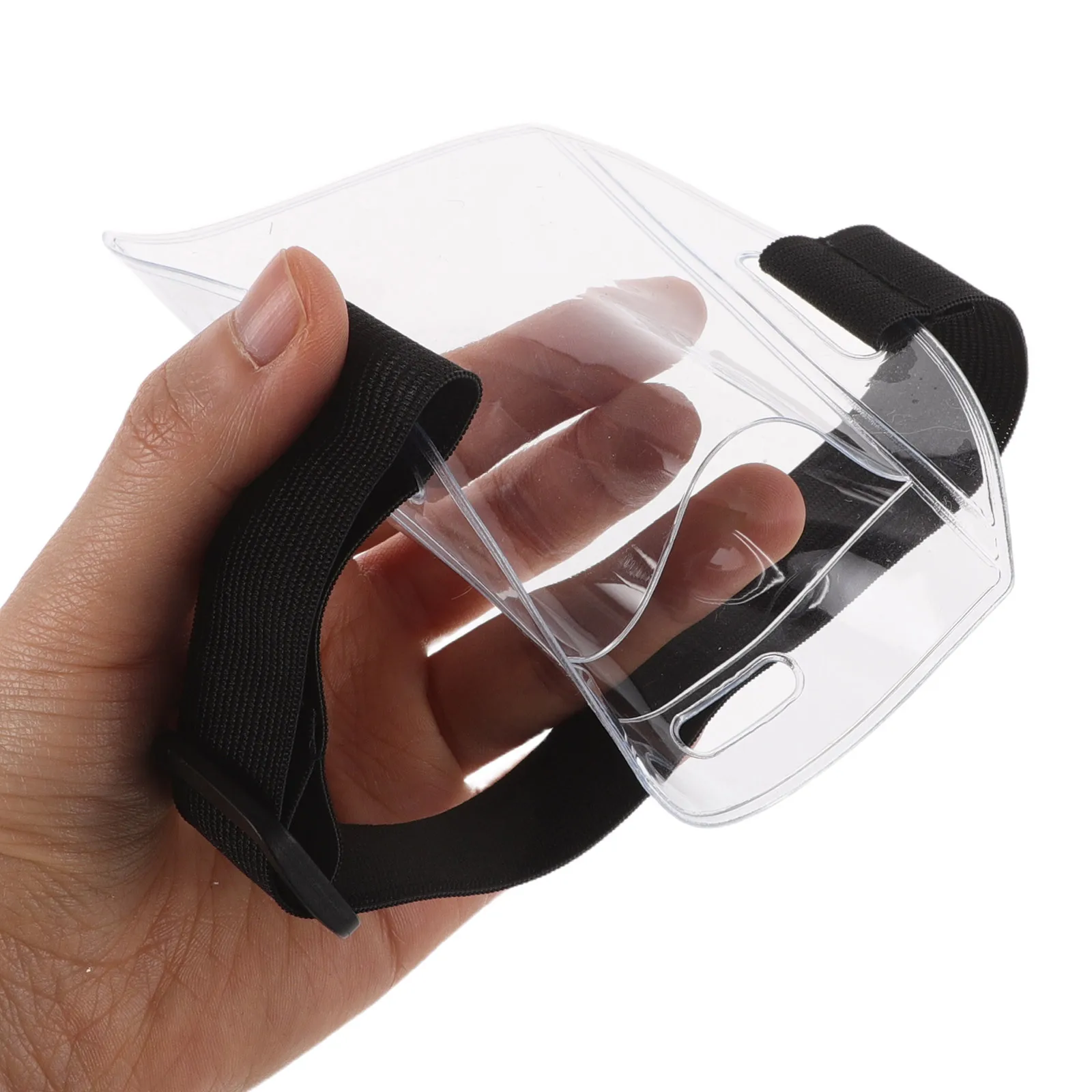 

1Pair Arm Badge Holder Adjustable Elastic Armband Clear PVC Sleeve Id Badge Holder for Work Pass Ski Sports Elastic Armband