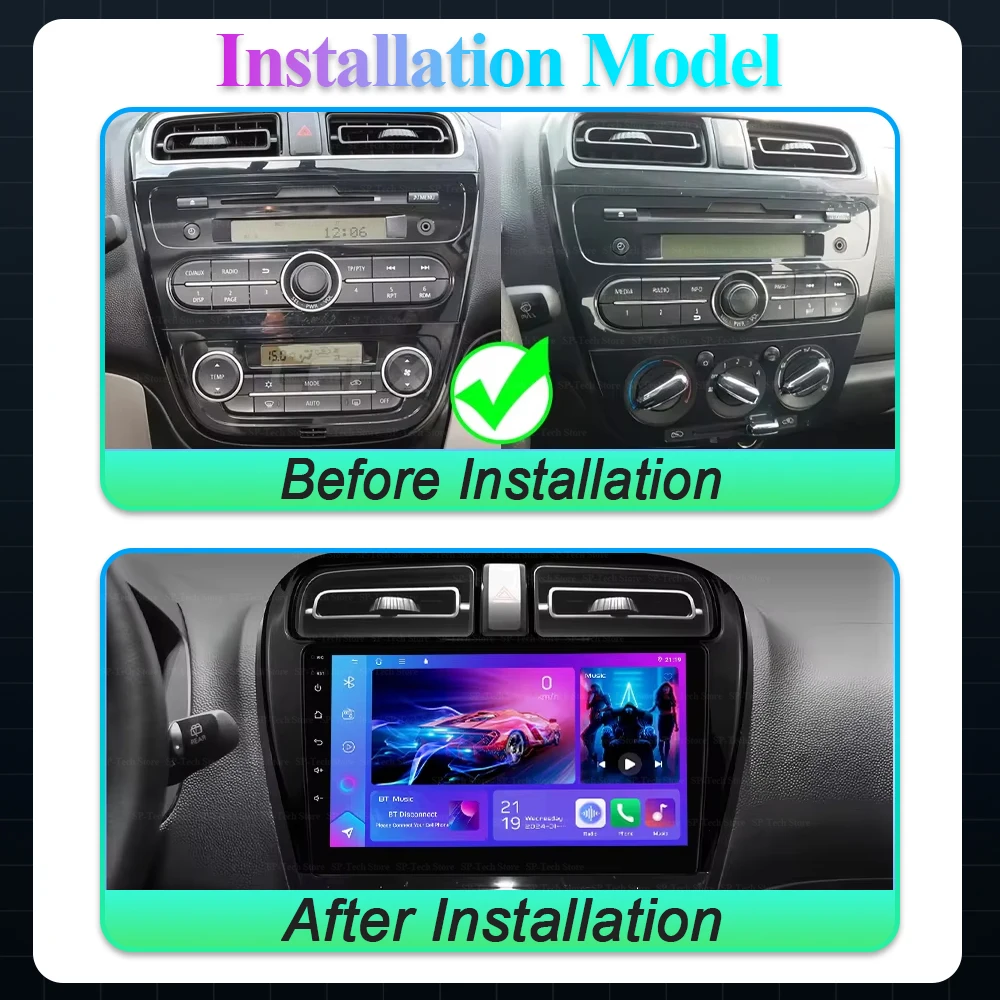 Android 16 Car Radio For Mitsubishi Mirage Attrage 2012-2018 Space Star Gps Navigation Stereo Mirror Lin Multimedia Video Player