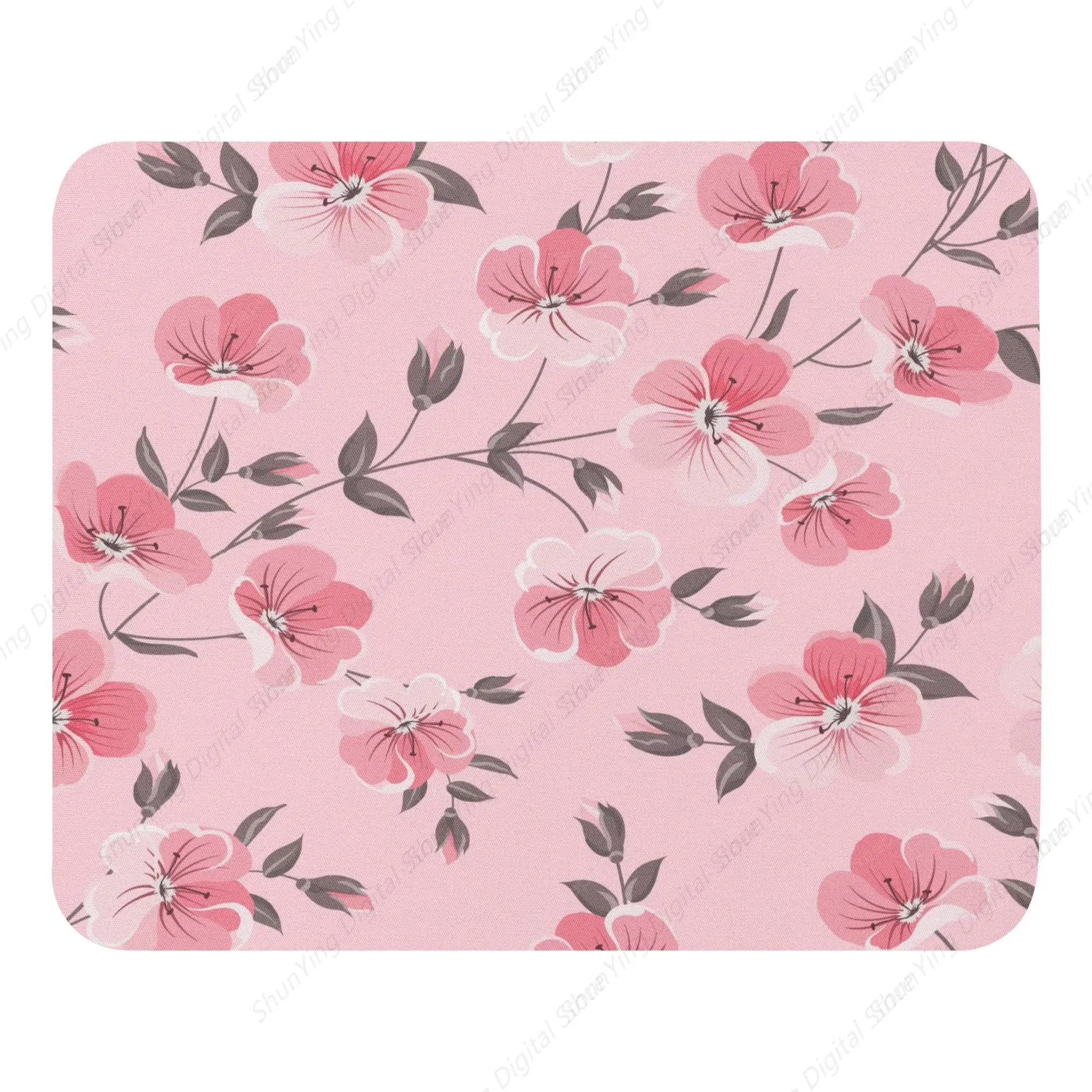 

Cute Pink Flower Patterned Office And Laptop Pads Men's And Women's Gift Non Slip Rubber Base Durable Mouse Pads 25*30cm