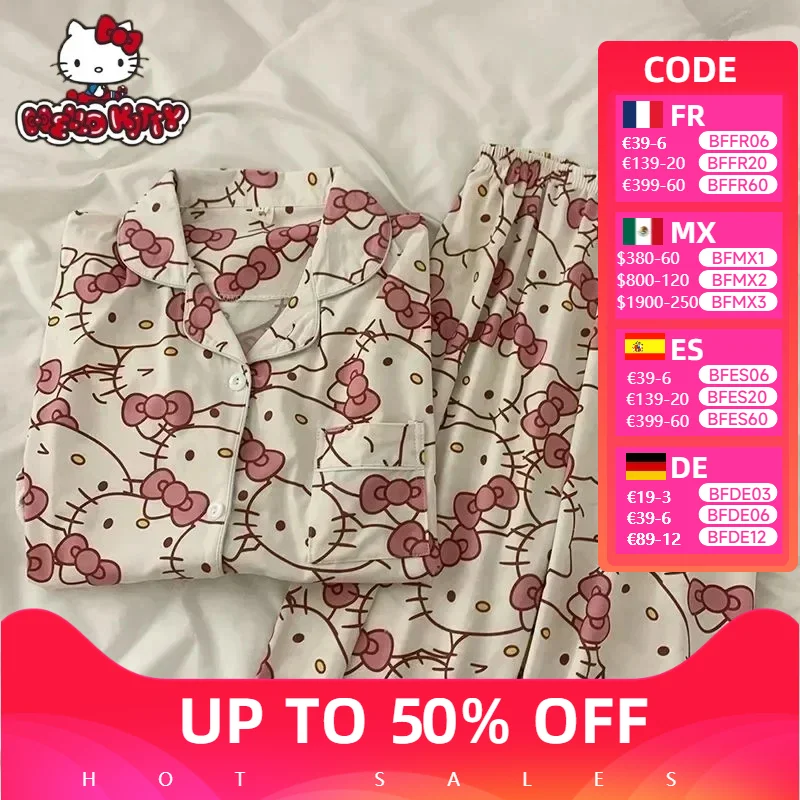 Anime Sanrio Hello Kitty Short Pajamas Kuromi Kawaii Cartoon Loose Sleepwear Pajamas Sets Girl Birthday Gifts Short Clothes