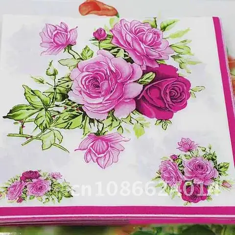 

20pcs/set Big Rose Paper Napkins High Grade Party Supplies Disposable Tableware For Event Party Decoration Ynaayu