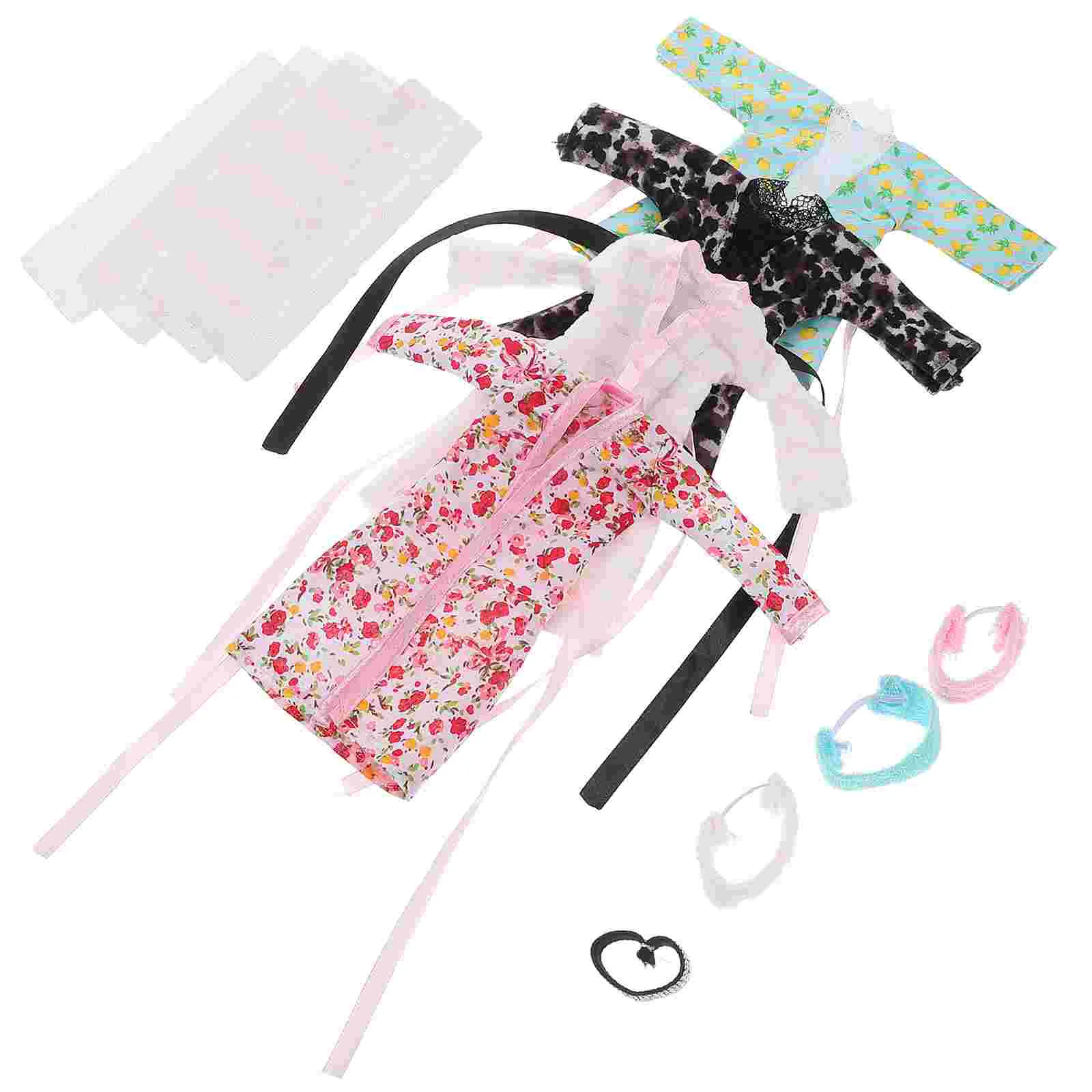 4-sets kleding zachte dikke stof badjas pyjama hoofdband handdoek aankleden speelset meisjes speelgoedset nachtkleding