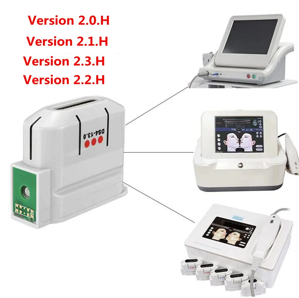 Versão 2.0.h /2.3 h/ máquina de ultrassom facial 10000 tiros cartucho HIFU de corpo facial intercambiável/transdutor HIFU