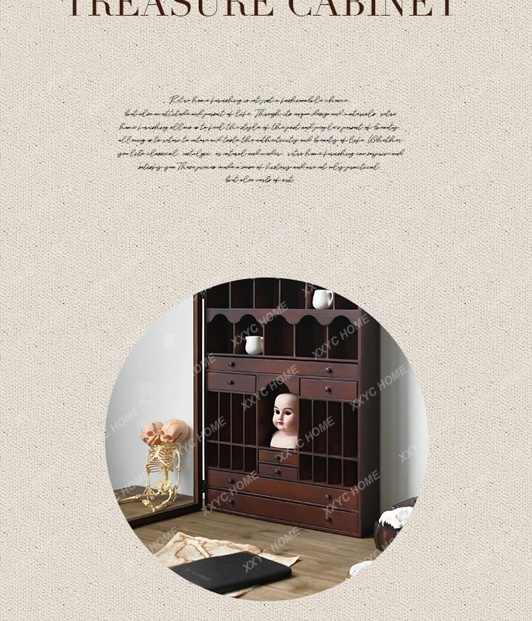 Figure Display Cabinet Desktop Transparent Acrylic Dustproof Medieval Rare Cabinet Solid Wood Blind Box Display Cabinet
