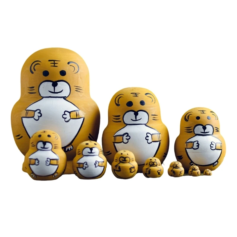 ตุ๊กตาทำรังไม้รัสเซีย 10 ชิ้นคลาสสิก Matryoshka Home Decors ซ้อนของเล่น