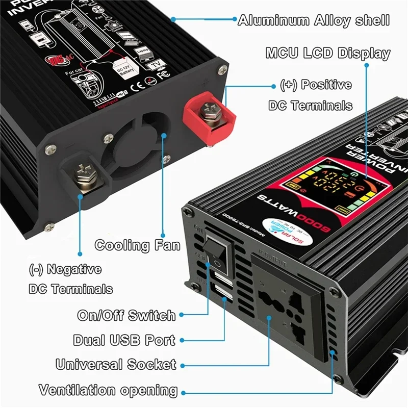 110/220V Solar Power System 18W Solar Panel Battery Charge 30A Controller 6000W 12V 220V Inverter Complete Power Generation Kit