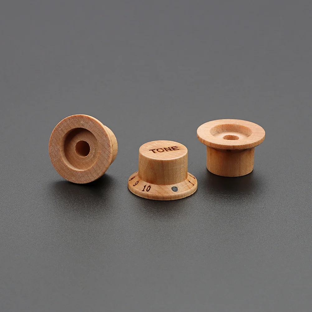 3 Pcs Guitar Knob Acoustic Bass Volume Caps Amplifier Electric Knobs Wooden Replacement Control Creative