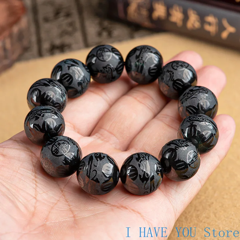 Burmese Jade Beaded Bracelets Stone Real Black Women Talismans Emerald Jadeite Luxury Vintage Jewelry Natural Accessories