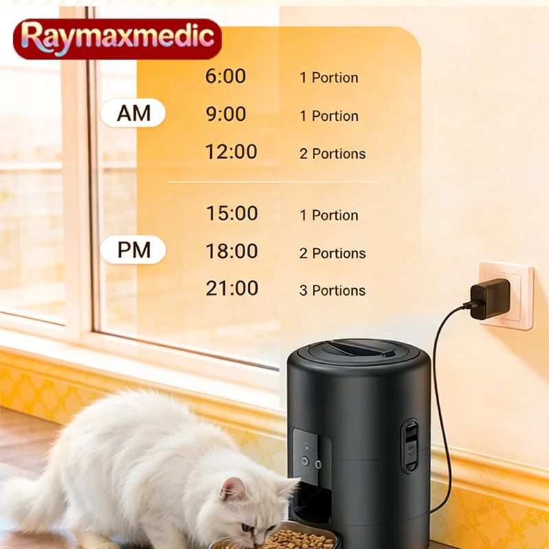 

Автоматическая кормушка для животных Raymax 2L, умный дозатор корма для кошек, управление через Wi-Fi и приложение, автоматическая подача корма для собак, аксессуары для кошек и животных.