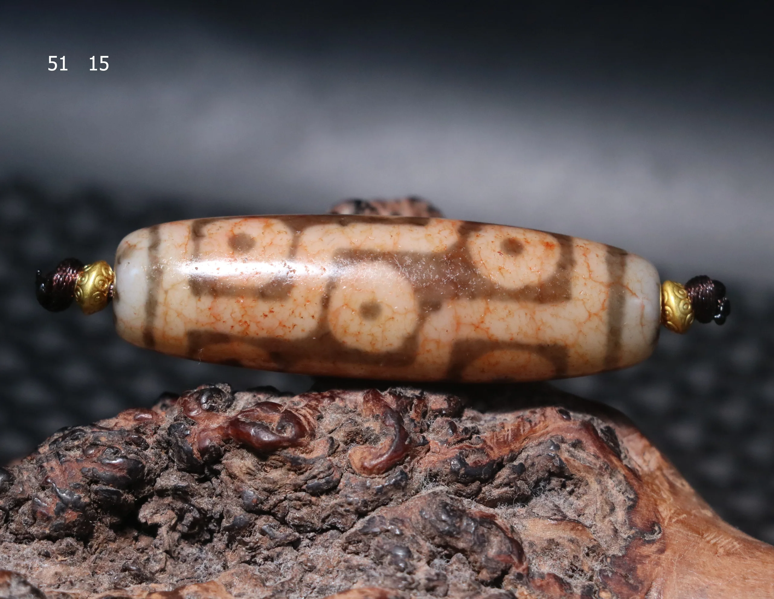 Treasure Energy Tibetan Old Agate Dragon Vein Fold Line 9 Eyed Kingdom dZi Bead 5A 51MMs Lkbrother UPD221211A12