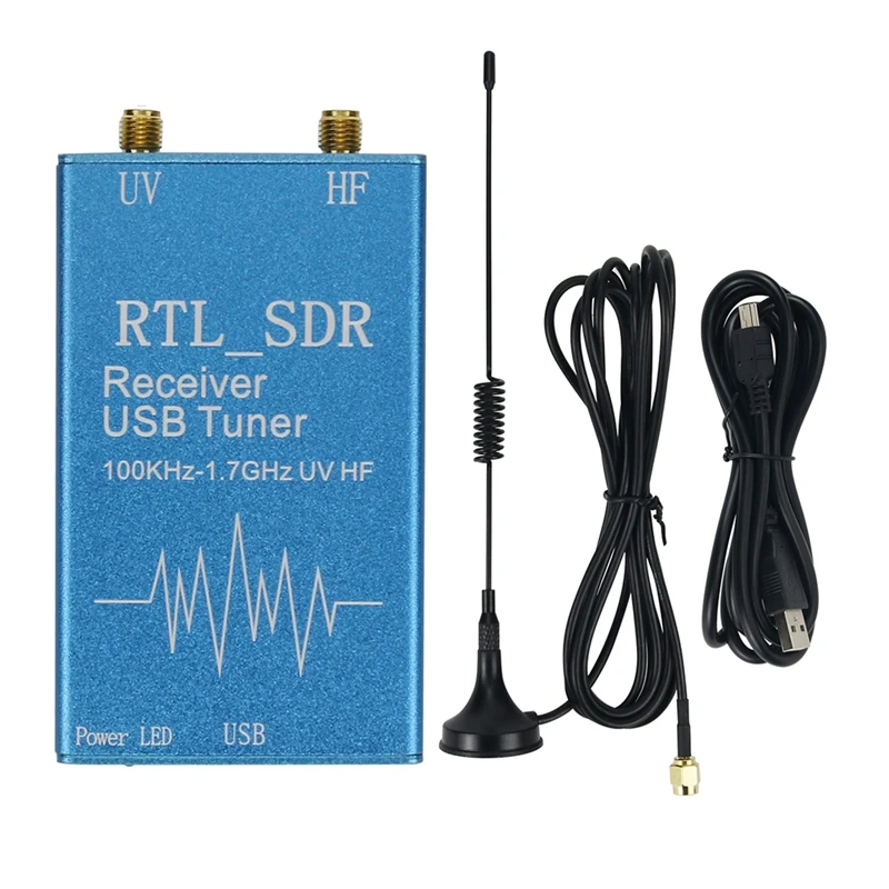 For RTL SDR Receiver USB Tuner Receiver 100KHz-1.7GHz UV HF RTL2832U + R820T2 for Radio Communications