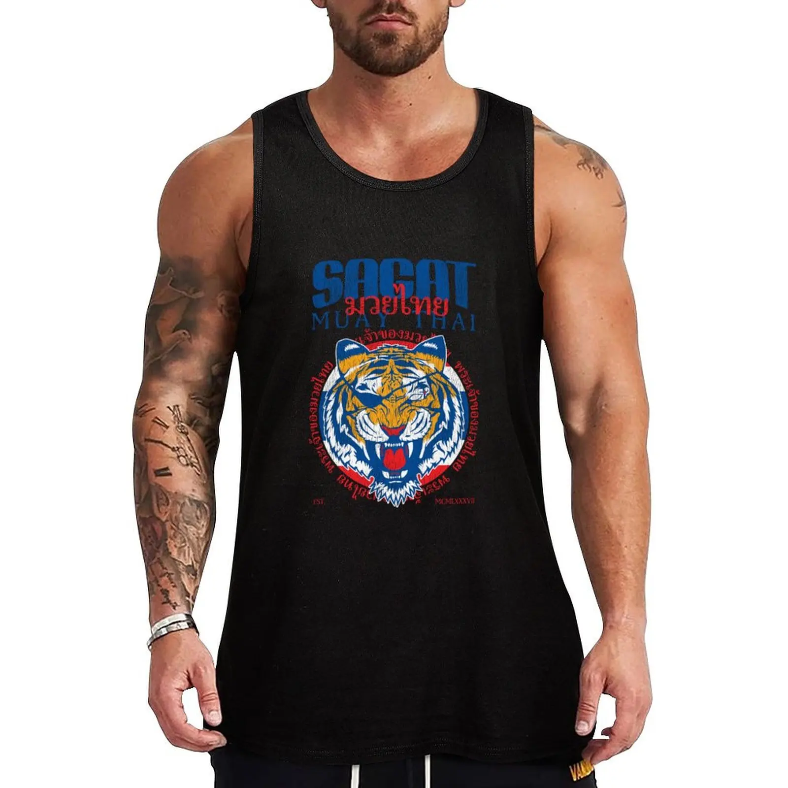 

Sagat God of Muay Thai Gym Tiger Tank Top Basic Casual Sleeveless Top Solid Lightweight Tank