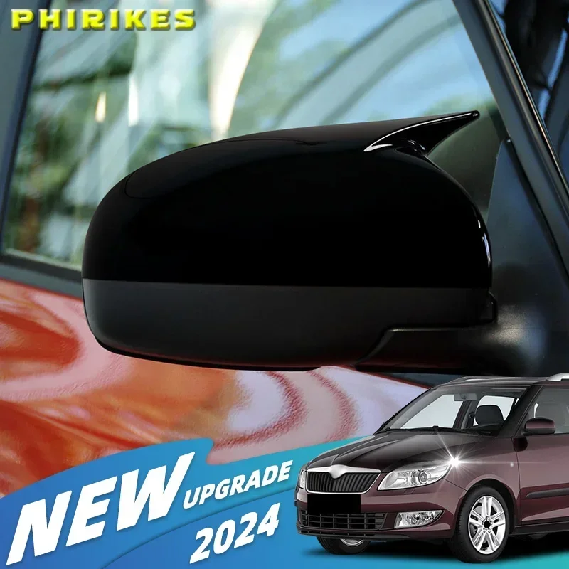 

For Skoda Fabia 2008-2014 Car Sticker Rearview Side Mirror Cover Wing Cap Exterior Door Rear View Case Trim Carbon Fiber Look