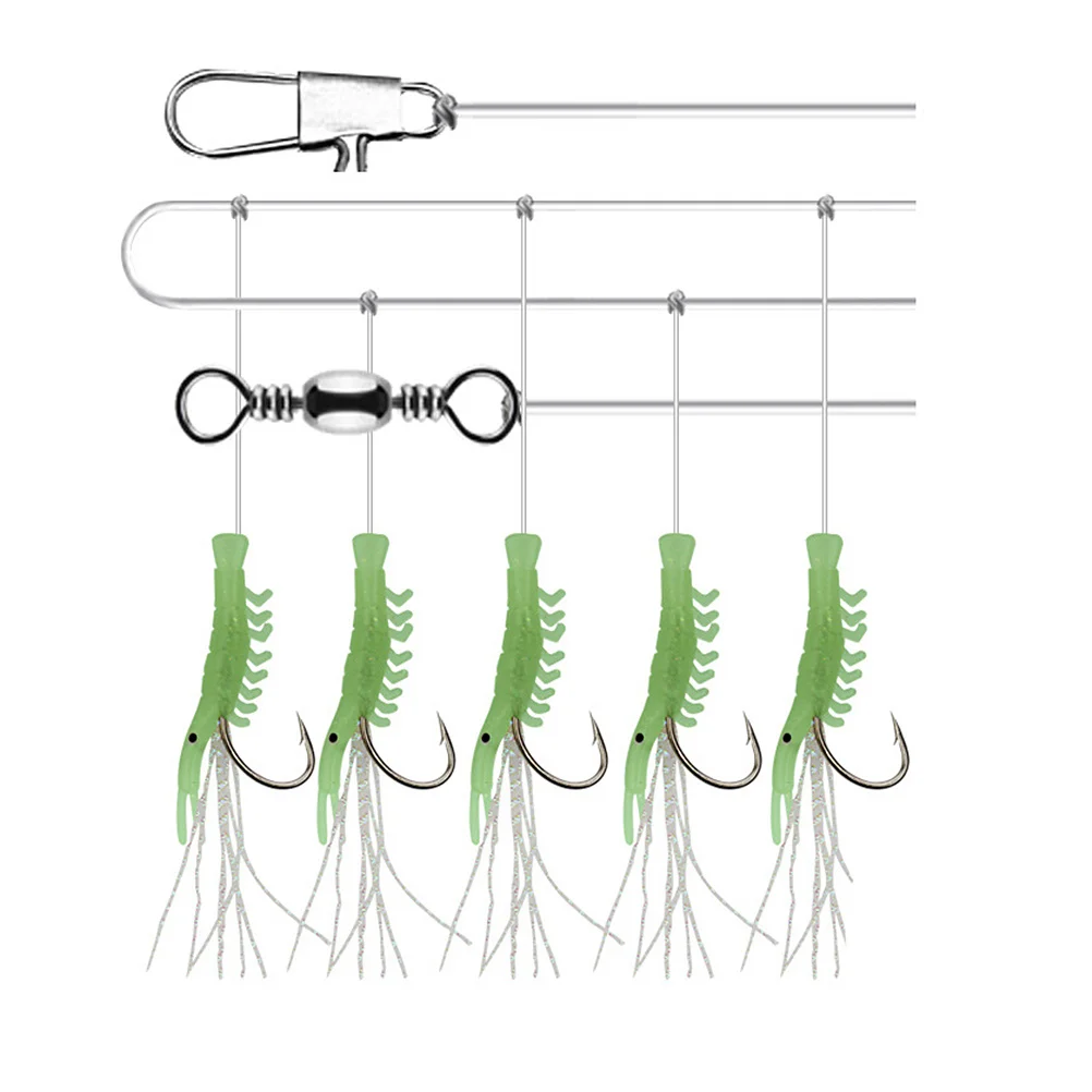 

Luminous Shrimp Hook Hooks 5in1 Design Sturdy Trustworthy Tool Night Fishing Lure Hook High Strength Carbon Steel