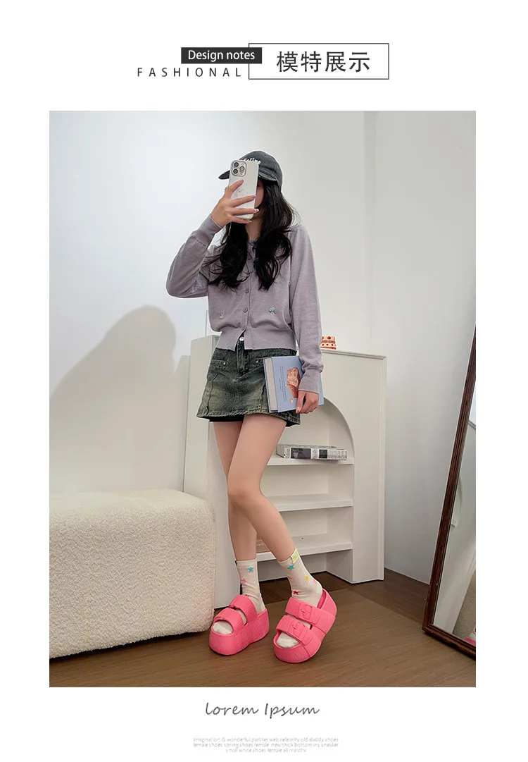 ZUOFU Damen Doppelschnallen-Plateau-Keilabsatz-EVA-Sandalen Frühling Sommer Rutschfeste Strukturierte Indoor-Outdoor-Strandpantoffeln – Detail 1