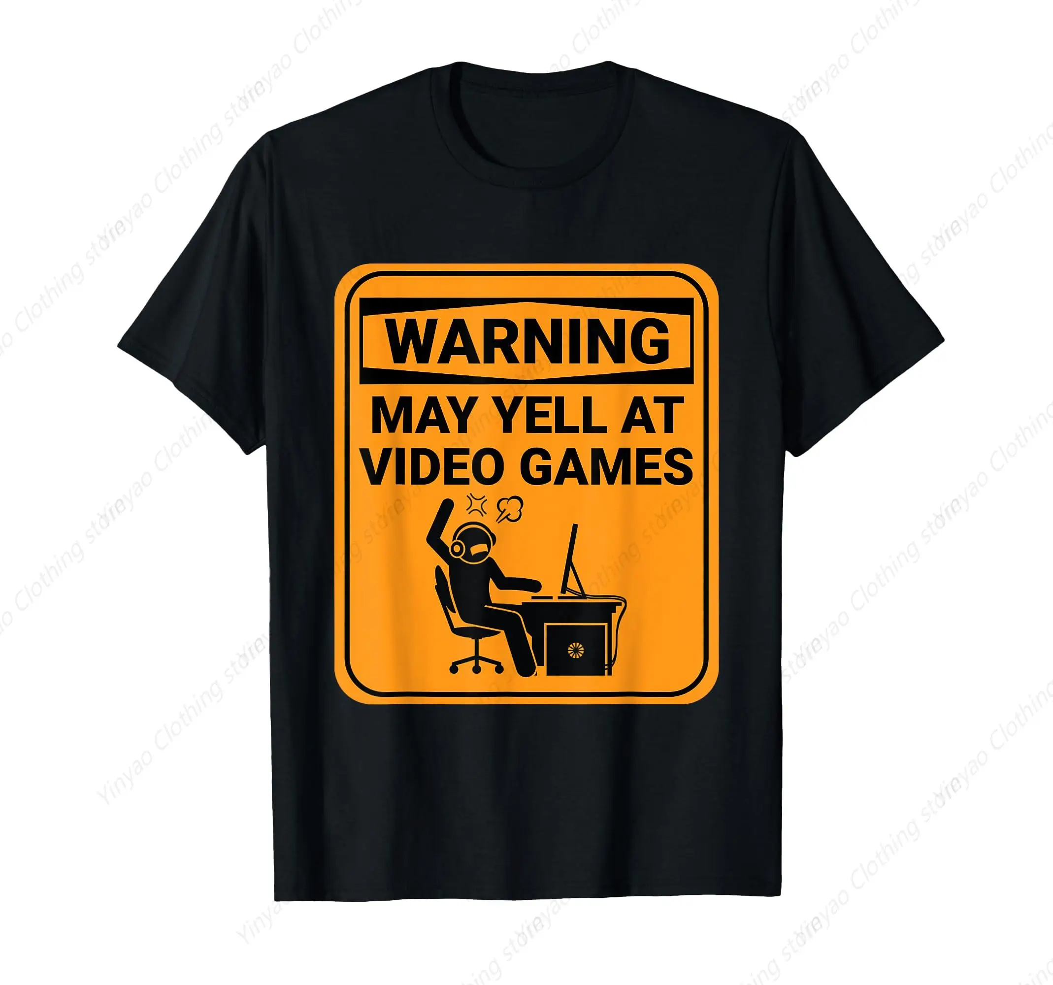 

Warning May Appear In Video Games Online Game Player Logo T-Shirts Fun Patterns Pure Cotton Men's Clothing