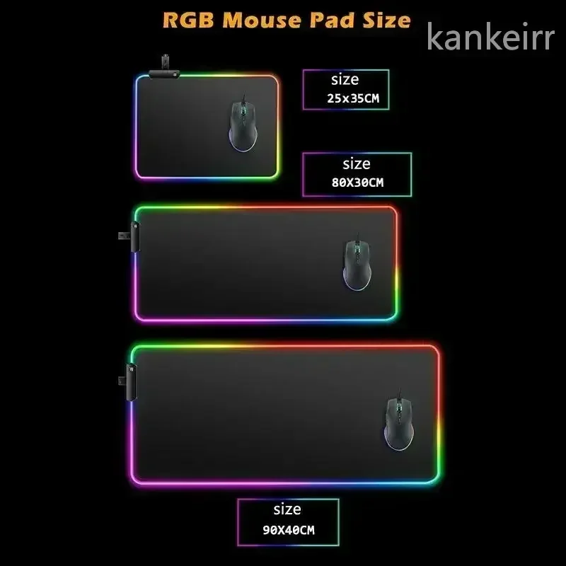 Imagem -06 - Anime Girl Rgb Mouse Pad Brilho Led Kawaii Computador Laptop Gamer pc Acessórios para Jogos Bonito Cool Desk Mat Xxl