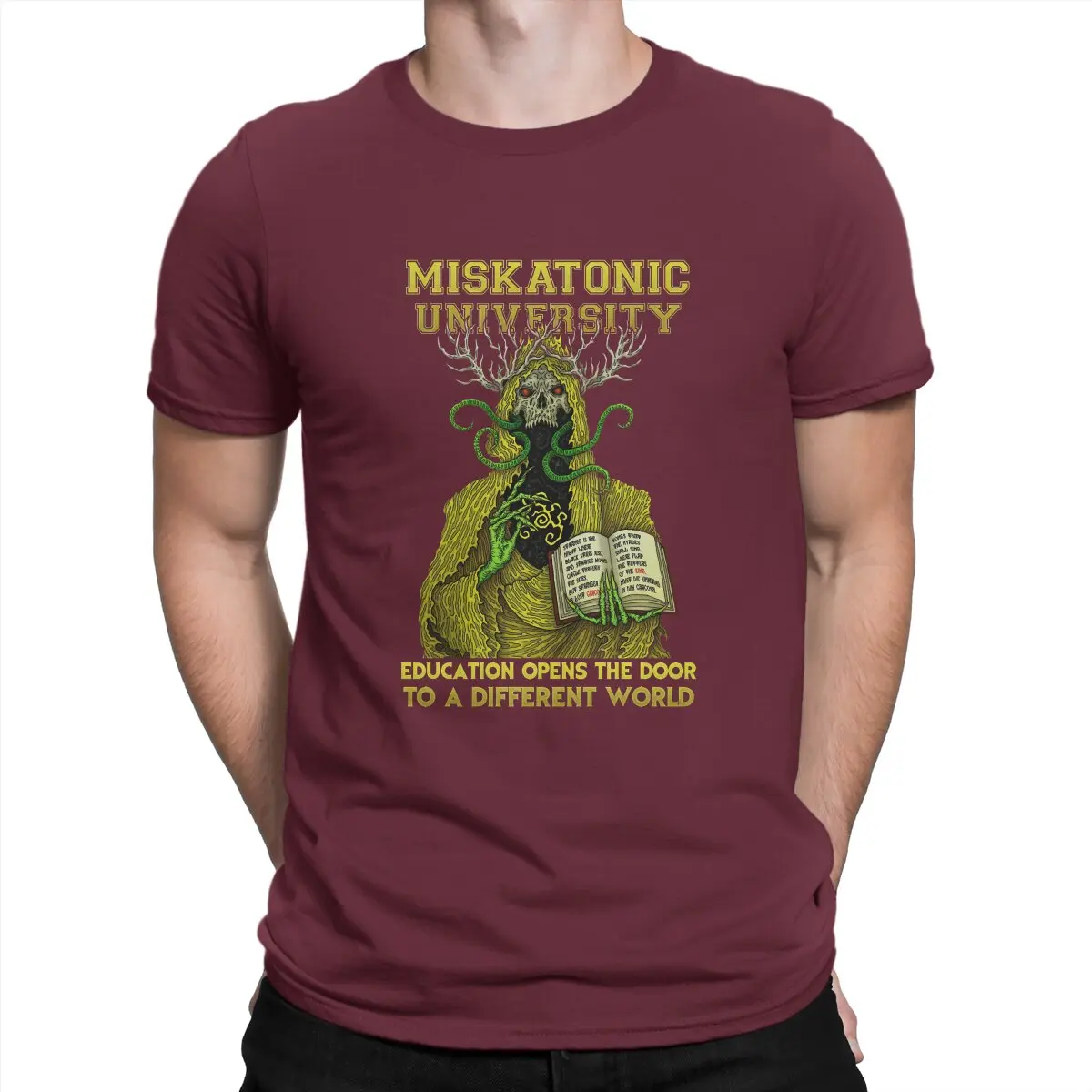 Новая модель 2025 года, мужская футболка Miskatonic HasturPhillips Lovecraft Hastur с круглым вырезом и коротким рукавом, футболка из 100% хлопка с юмором, высокая производительность G
