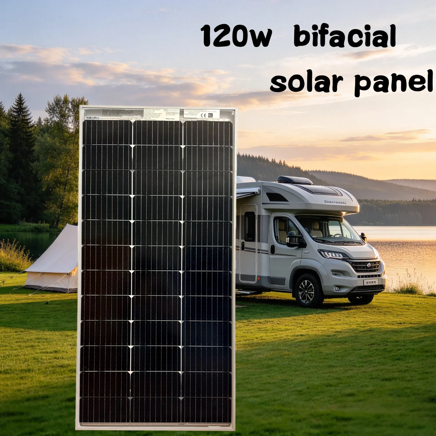 120W 18V Monokristallines Wasserdichtes Bifaziales Solarmodul PV-Modul Hocheffizient für 12V-Batterie Balkonkraftwerk Wohnmobil Boot Camping Netzunabhängiges System