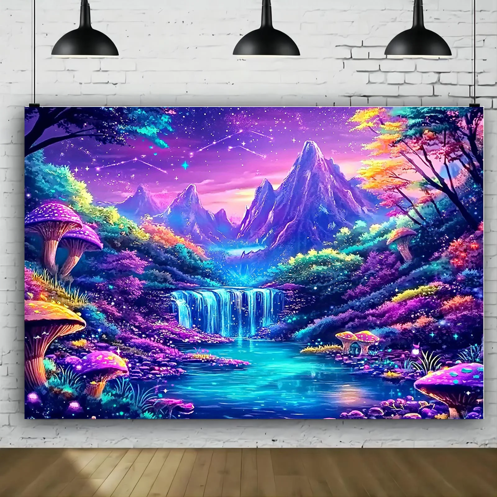 VIKAMA Fantasy Forest im Dunkeln leuchtender Wandteppich für Schlafzimmer, Wohnzimmer, Schlafsaal, dekorative Wandbehang, Party-Event-Wanddekoration