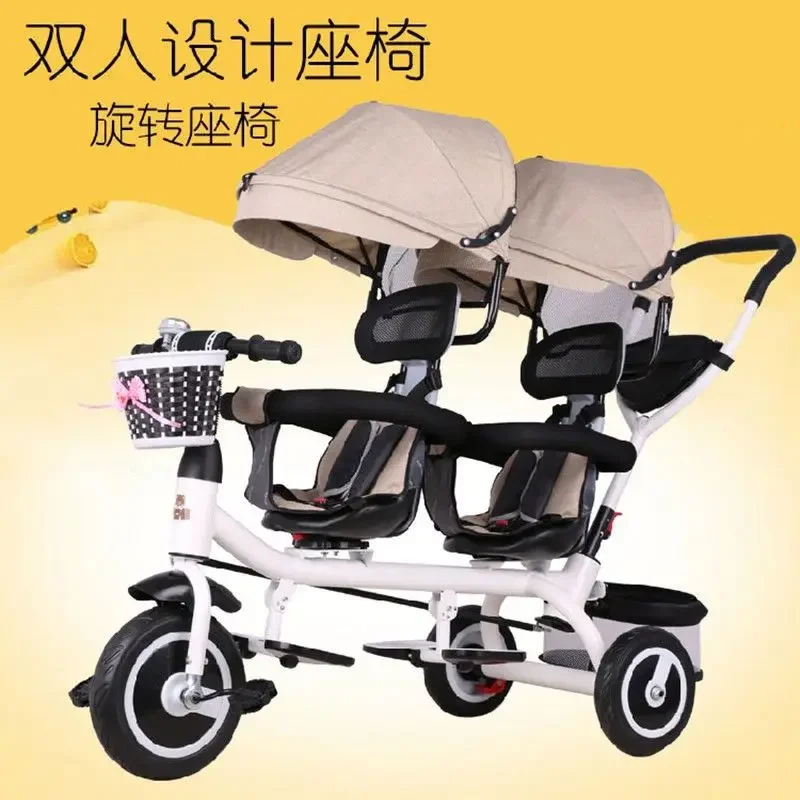 

Twins Baby Stroller Can Sit and Lie Baby Carriage High Landscape Lightweight Collapsible Double Seat Carts 0-4 Years Old