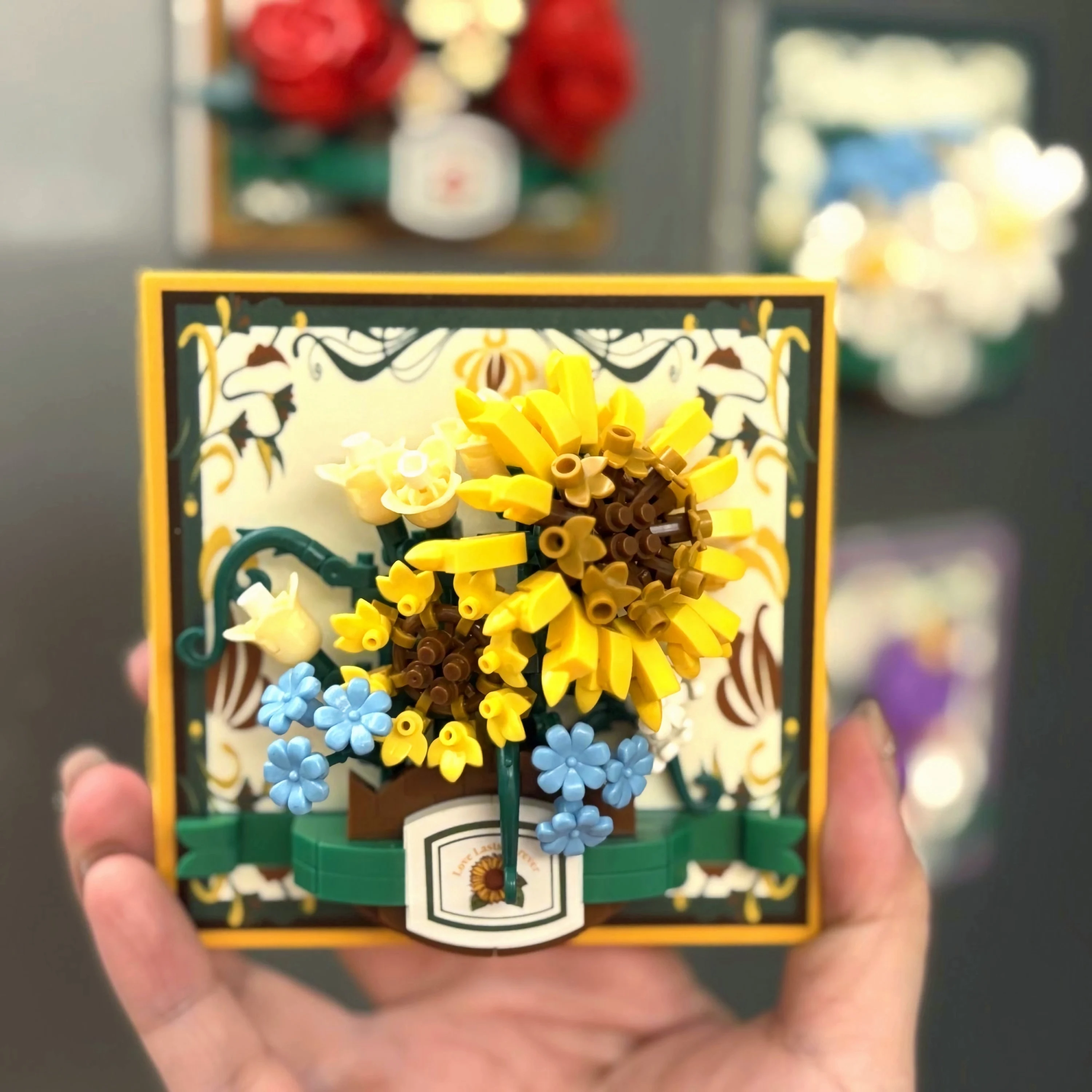 Kids Toys 3D Picture Frame Rose Sunflower Chrysanthemum Tulip Plastic Flower Building Block Set Micro Diamond Brick Holiday Gift